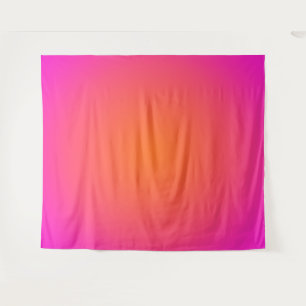 Hot Magenta Pink and Bright Orange Aura Ombre Tapestry