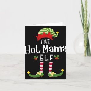 Hot Mama Christmas Elf Matching Pajama X-mas Party Card