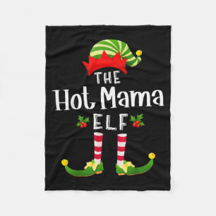 Hot Mama Christmas Elf Matching Pajama X-mas Party Fleece Blanket