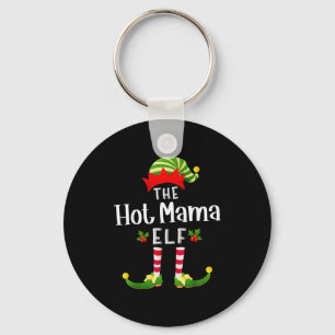 Hot Mama Christmas Elf Matching Pajama X-mas Party Keychain