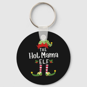 Hot Mama Christmas Elf Matching Pajama X-mas Party Keychain