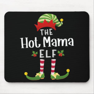 Hot Mama Christmas Elf Matching Pajama X-mas Party Mouse Pad