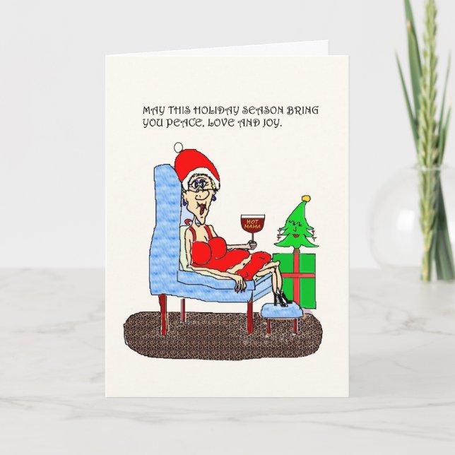 HOT MAMA PEACE LOVE AND JOY CHRISTMAS CARD (Front)