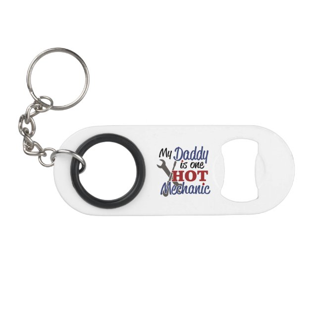 Hot Mechanic Dad Keychain Bottle Opener (Front (Horizontal))