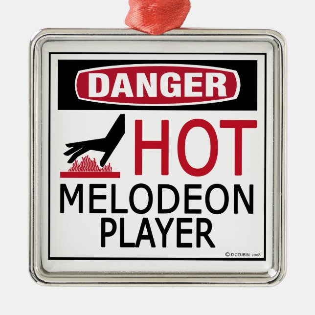 Hot Melodeon Player Metal Ornament (Front)