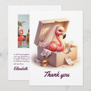 Hot Mess Flamingo Bachelorette Party Photo Thank You Card