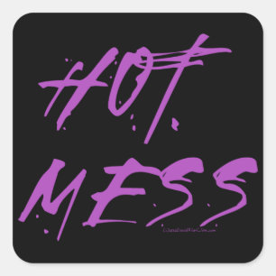 HOT MESS IN PURPLE SQUARE STICKER