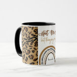 Hot Mess Quote Leopard Print Rainbow Personalized Mug<br><div class="desc">Hot Mess But Doing My Best,  personalized coffee mug with rainbow leopard print design. Simple,  girly and trendy with modern quote in hand lettered typography - perfect for home,  office and multi-tasking mommas!</div>