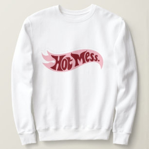 Hot Mess Sweatshirt Retro Flame Graphic Crewneck