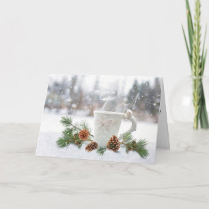 Hot Mug and Pine Christmas Card