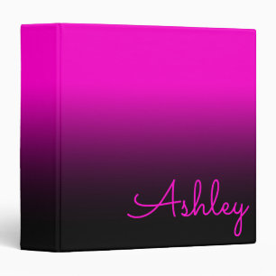 Hot Neon Pink and Black Ombre Binder