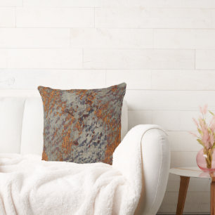 Hot Orange and Dove Grey Grunge Plaster Texture Throw Pillow