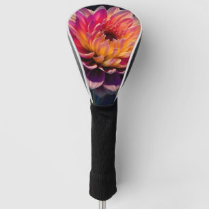Hot Orange and Pink Dahlia Flower Golf Head Cover