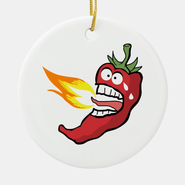 Hot Pepper Ceramic Ornament (Front)