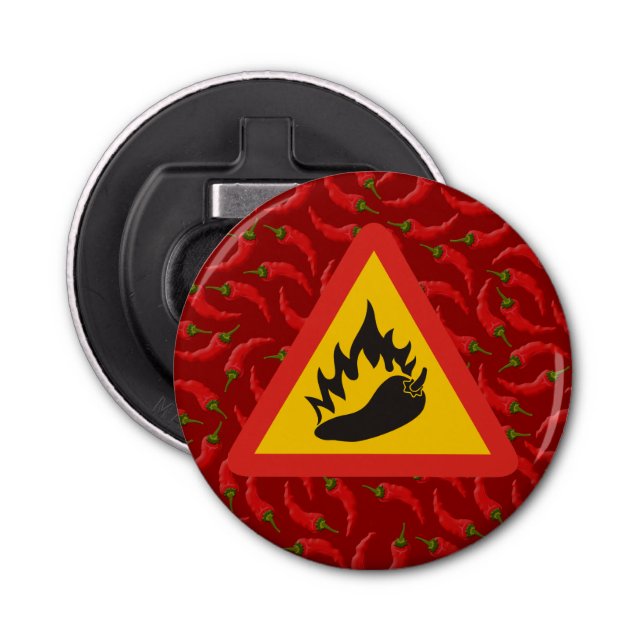 Hot pepper danger sign bottle opener (Front)