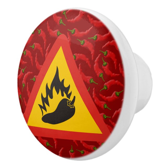 Hot pepper danger sign ceramic knob (Right)