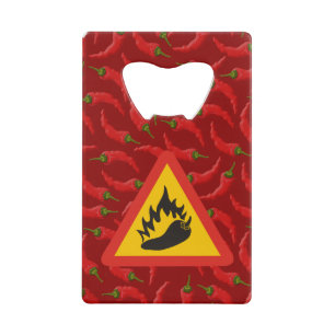 Hot pepper danger sign credit card bottle opener