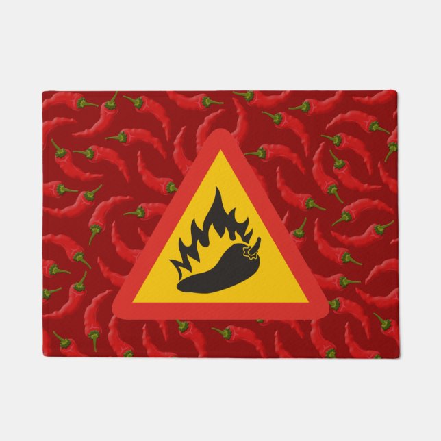Hot pepper danger sign doormat (Front)