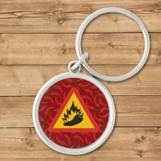 Hot pepper danger sign keychain (Creator Uploaded)