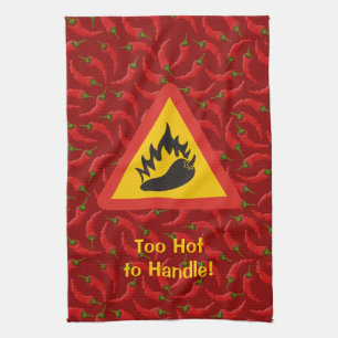 Hot Pepper Danger Sign Kitchen Towel