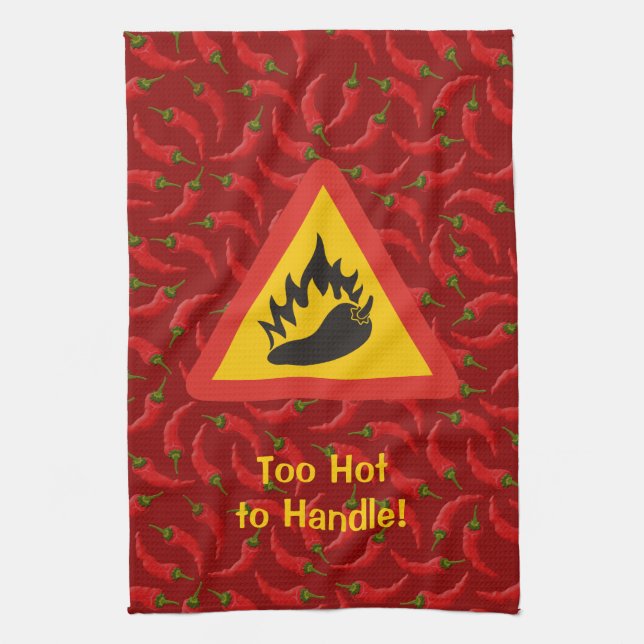 Hot Pepper Danger Sign Kitchen Towel (Vertical)