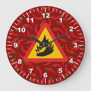 Hot pepper danger sign large clock