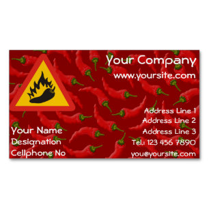 Hot pepper danger sign Magnetic business card