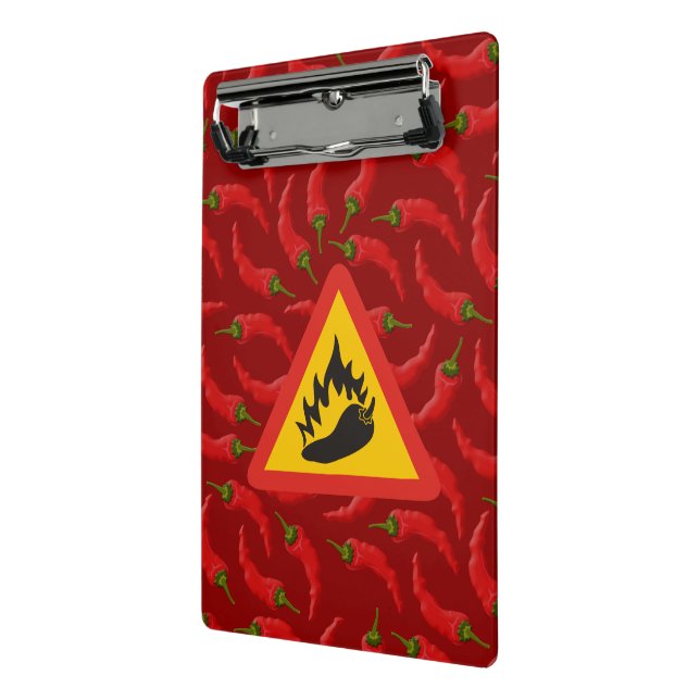 Hot pepper danger sign mini clipboard (Angled2)