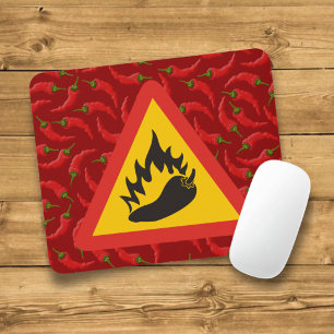Hot pepper danger sign mouse pad