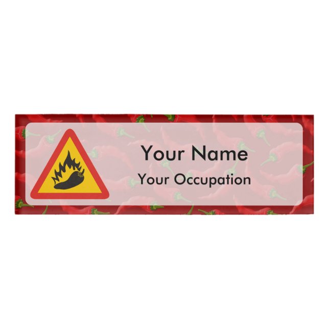 Hot pepper danger sign Name Tag (Front)