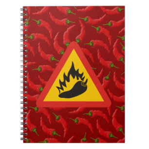 Hot pepper danger sign notebook