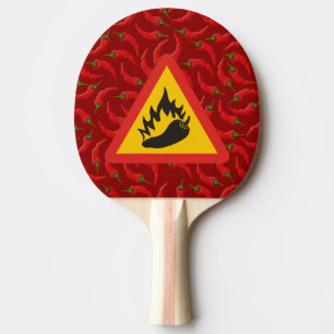 Hot pepper danger sign ping pong paddle