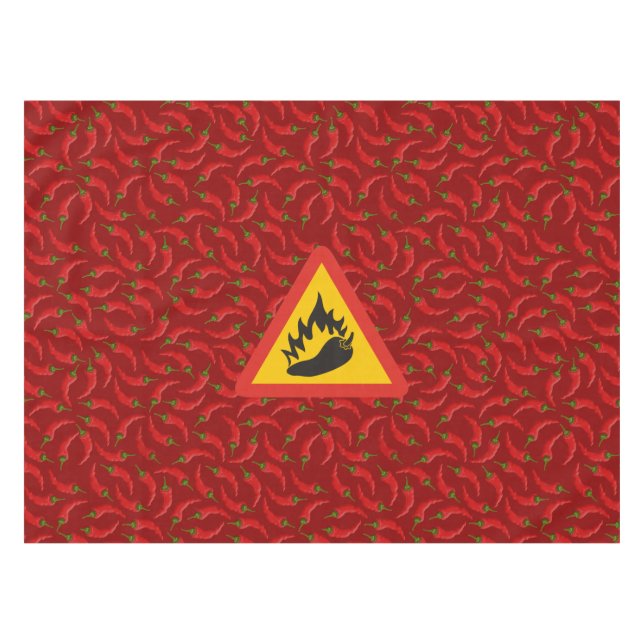 Hot pepper danger sign tablecloth (Front (Horizontal))