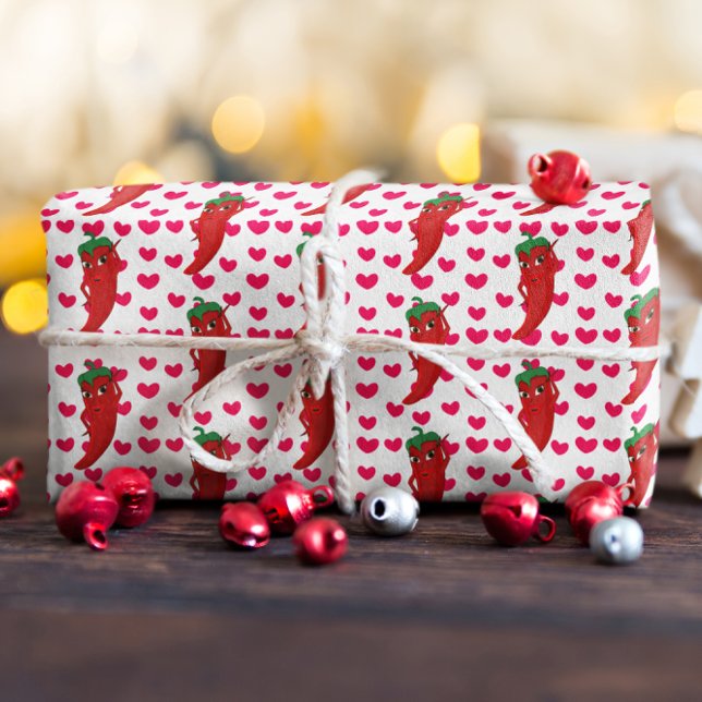 Hot Pepper Diva Pink Hearts Pattern Drawing Wrapping Paper (Creator Uploaded)