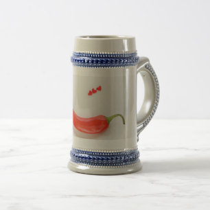 Hot pepper Hearts white red Beer Stein