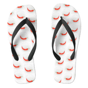 Hot pepper Hearts white red Flip Flops
