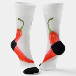 Hot pepper Hearts white red Socks