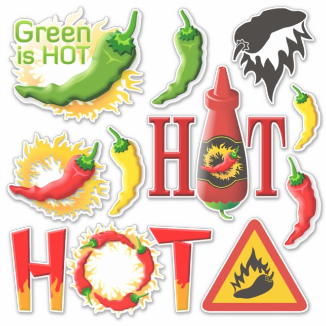 Hot Pepper Icon Set Stickers (Front)
