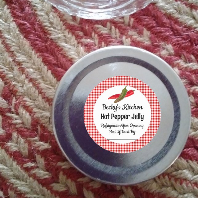 Hot Pepper Jelly Canning Jar Sticker (Custom Hot Pepper Jelly Stickers)