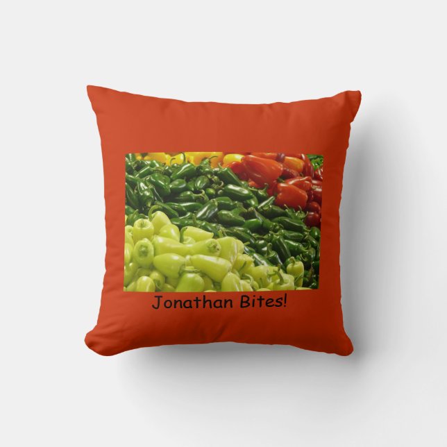 Hot Pepper Personalized Bites Pillow Square (Front)