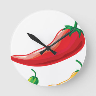 Hot Pepper Round Clock