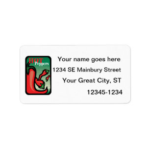 Hot Pepper Text Graphic two chilis Label