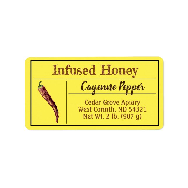 Hot Pepper Yellow Infused Honey Label (Front)