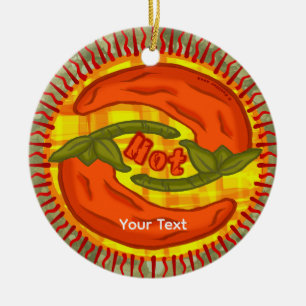 Hot Pepper yin yang Ceramic Ornament
