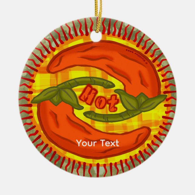 Hot Pepper yin yang Ceramic Ornament (Front)