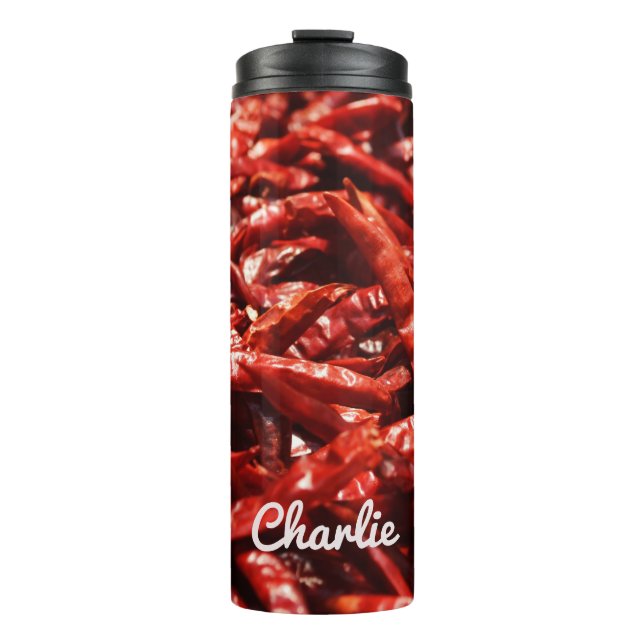 Hot Peppers custom name tumbler (Front)