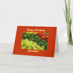 Hot Peppers Personalized Birthday Greeting Card