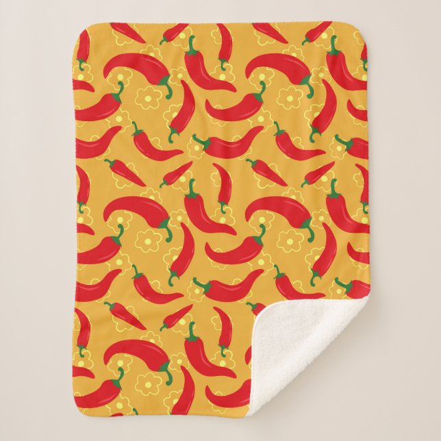 Hot Peppers Sherpa Blanket (Front)
