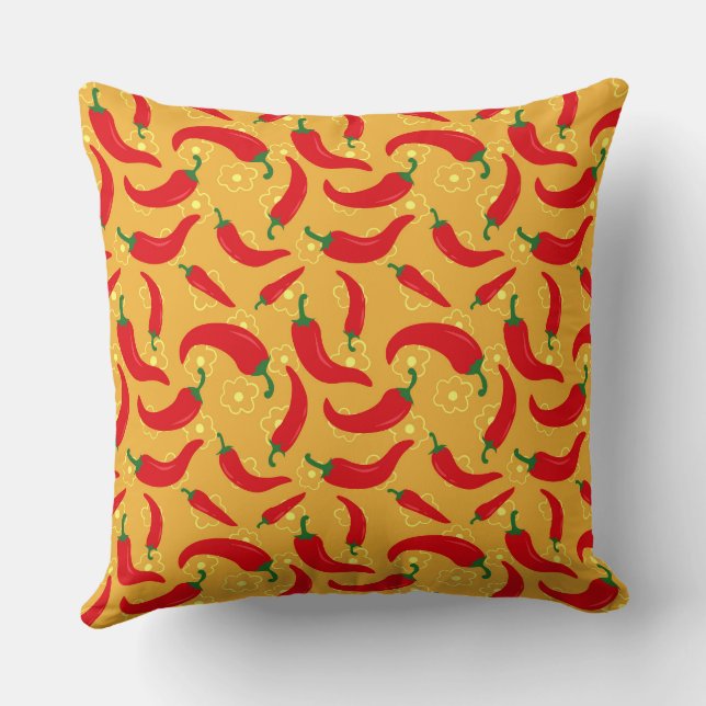 Hot Peppers Throw Pillow (Back)