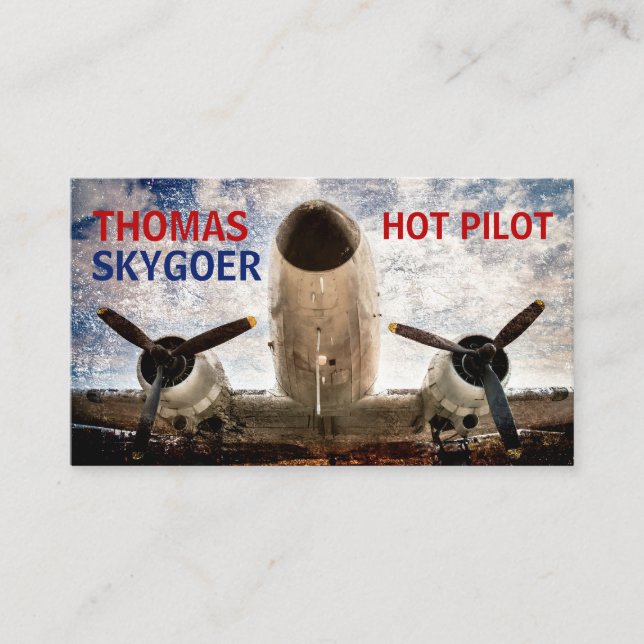 Hot pilot charter airline funny customizable business card (Front)